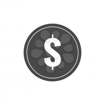 Coin icon. Flat design gray color symbol. Symbol in trendy flat style isolated on white background. Illustration element for your web site design, logo, app, UI.