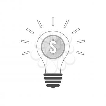 Lightbulb with coin inside, profit idea concept icon. Symbol in trendy flat style isolated on white background. Illustration element for your web site design, logo, app, UI.