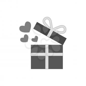 Open giftbox with hearts icon. Love present concept. Symbol in trendy flat style isolated on white background. Illustration element for your web site design, logo, app, UI.
