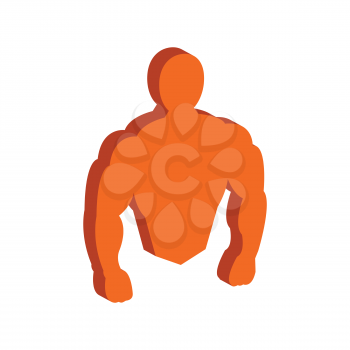 Muscle body, Bodybuilding, Fitness symbol. Flat Isometric Icon or Logo. 3D Style Pictogram for Web Design, UI, Mobile App, Infographic. Vector Illustration on white background.