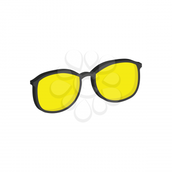 Yellow Glasses, Eyeglasses symbol. Flat Isometric Icon or Logo. 3D Style Pictogram for Web Design, UI, Mobile App, Infographic. Vector Illustration on white background.