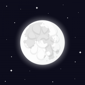 Full moon, surrounded by stars. Night space concept