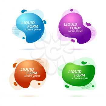 Gradient abstract flowing liquid shapes. Fluid design. Modern graphic elements. Dynamical coloured forms. Template for the design of a logo, flyer or presentation. 