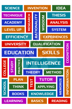 Education word collage poster. Over white background