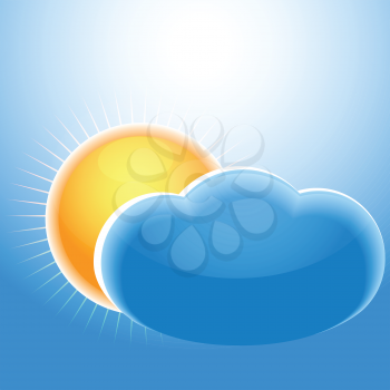 Illustration of the sun behind a cloud in the sky