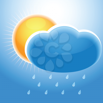 Illustration of the sun for a rainy cloud