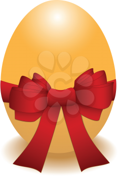 Illustration of egg with a bow on white background with shadow
