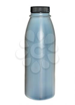Grey plastic bottle isolated on white background