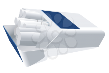 Illustration of an open pack of cigarettes with the white filter