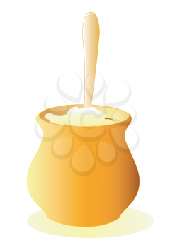 Illustration of a pot of porridge with a spoon