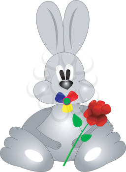 Illustration of a rabbit babe with a flower on a white background