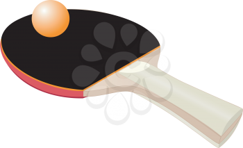 Illustration of a racket for table tennis with a ball