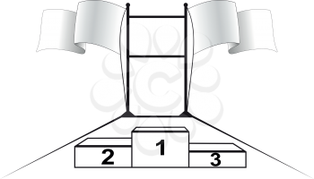Illustration of scoreboard competitions with flags and pedestal