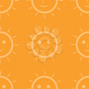 Illustration of Seamless pattern of sun on a orange background