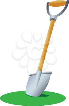 Illustration of a shovel stuck in the grass