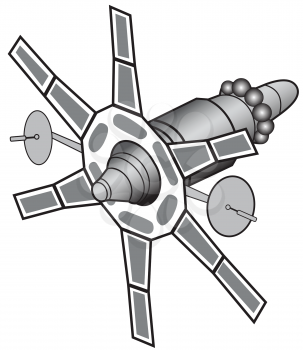 Illustration of communications satellites on a white background