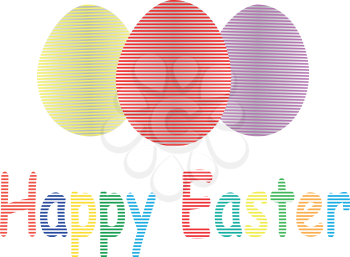 Illustration of striped easter eggs on a white background