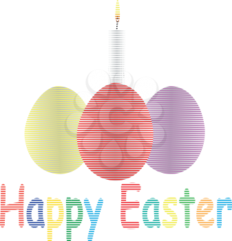 Illustration of striped easter eggs and burning candle