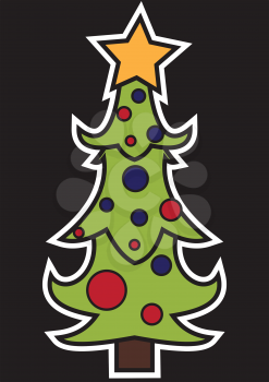 Illustration of stylized Christmas tree on a dark background