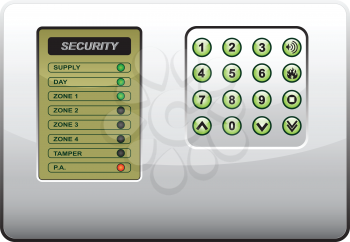 Illustration of the panel of the security system on a white background