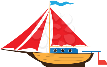Illustration of child's toy yacht on white background