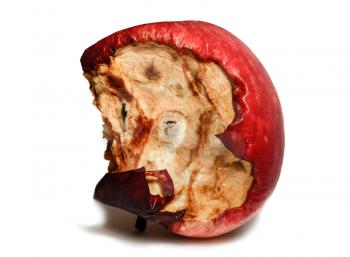 Dry red Apple on a white backgroun
