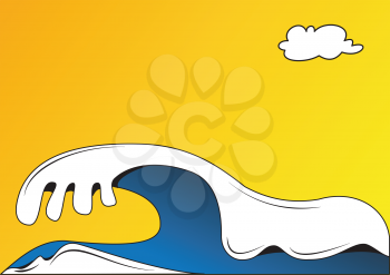 Illustration of sea waves on a yellow background