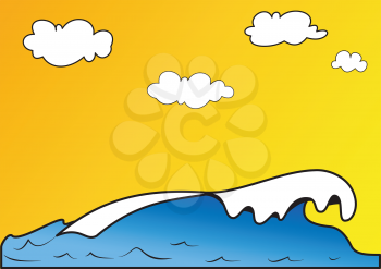 Illustration of sea waves on a yellow background