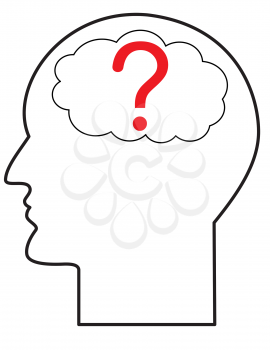 Illustration of the contour of a human head with question mark symbol