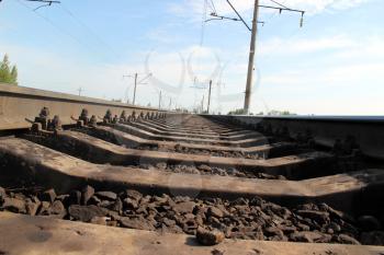 Railway track. Perspective view. Close up image