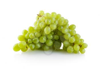 Green grapes on a white background. Isolated with clipping path.