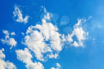 Clouds in blue sky. Blue sky with white fluffy cumuli clouds.