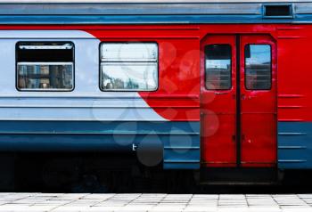 Horizontal vibrant Russian train carriage detail background backdrop