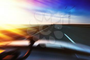 Inside racing car motion blur abstract background 