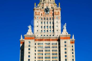 Closeup of Moscow State University city background hd