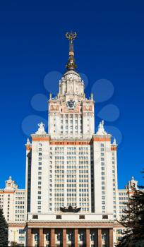 Vertical Moscow State University building city background hd