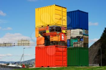 Norway colorful transport crates background hd