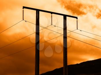 Sunset power line in Norway background hd