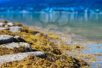 Diagonal stony beach landscape backgroundhd