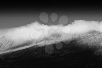 Black and white overcasted mountain landscape background hd