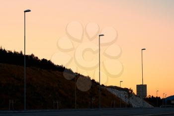 Evevning lampposts in Norway background hd