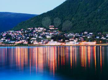 Tromso community with lights reflections background hd
