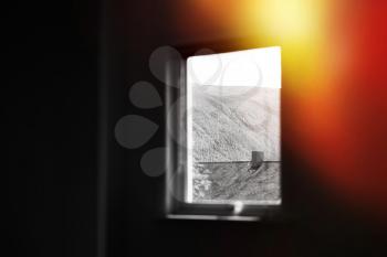 Black and white window with light leak backdrop hd