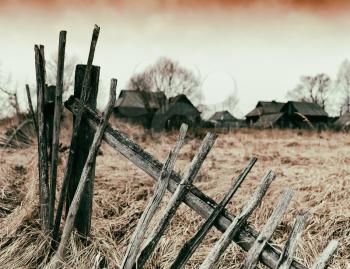 Horizontal vintage zombie ghost town fence bokeh background backdrop