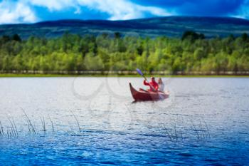 Couple of tourists swimming in summer boat background hd