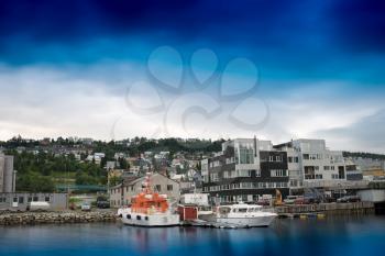 Tromso quay postcard background hd