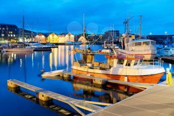 Tromso night quay postcard background hd