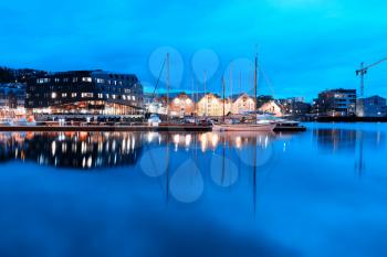 Tromso night pier postcard background  hd