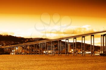 Norway city bridge during sunset background hd
