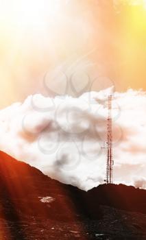Vertical meteorological tower with light leak background hd